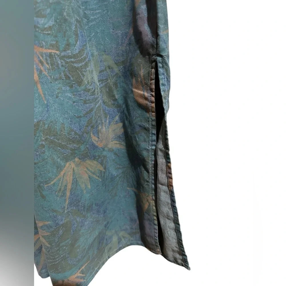 NWT Prana Blue Washed Leaves Denim Chambray Sky Haven Dress Spaghetti Straps - Picture 11 of 11